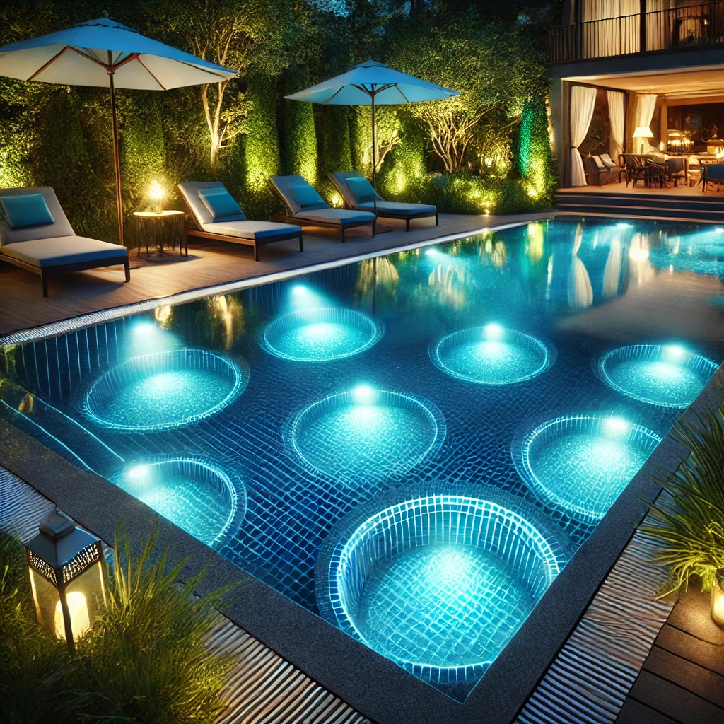 Exterior With Underwater Lights With Poolside Glamour Ideas - 06